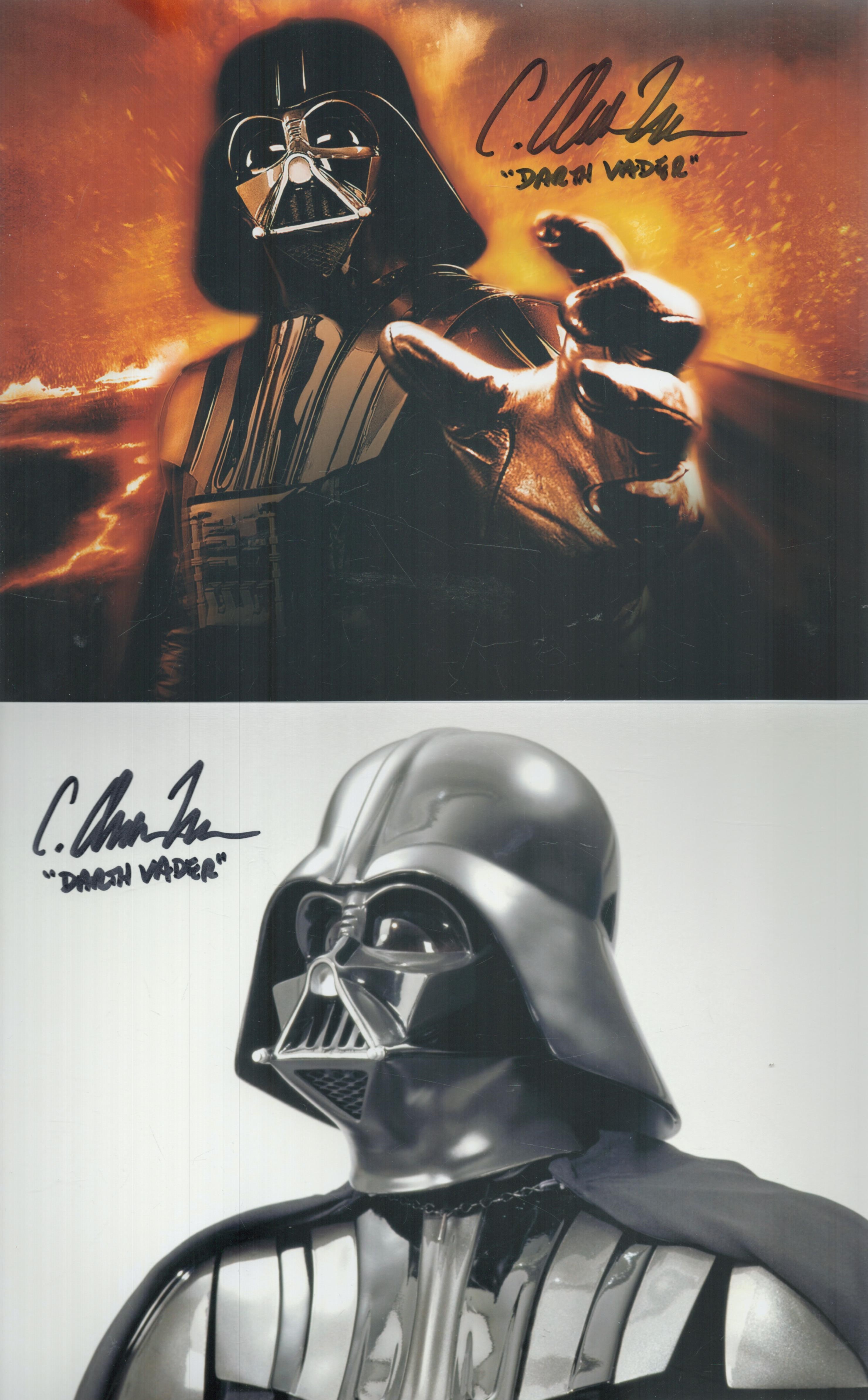 Star Wars collection Darth Vadar five 10 x 8 inch colour photos signed by Vadar body double C Andrew