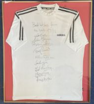 Sheffield United Promotion winning side 1971/72 multi signed 32x28 framed and mounted Adidas shirt