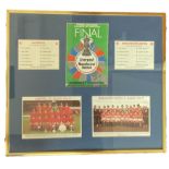 Liverpool V Manchester United FA Cup Final 1976 Display. Includes match day programme and 2 coloured