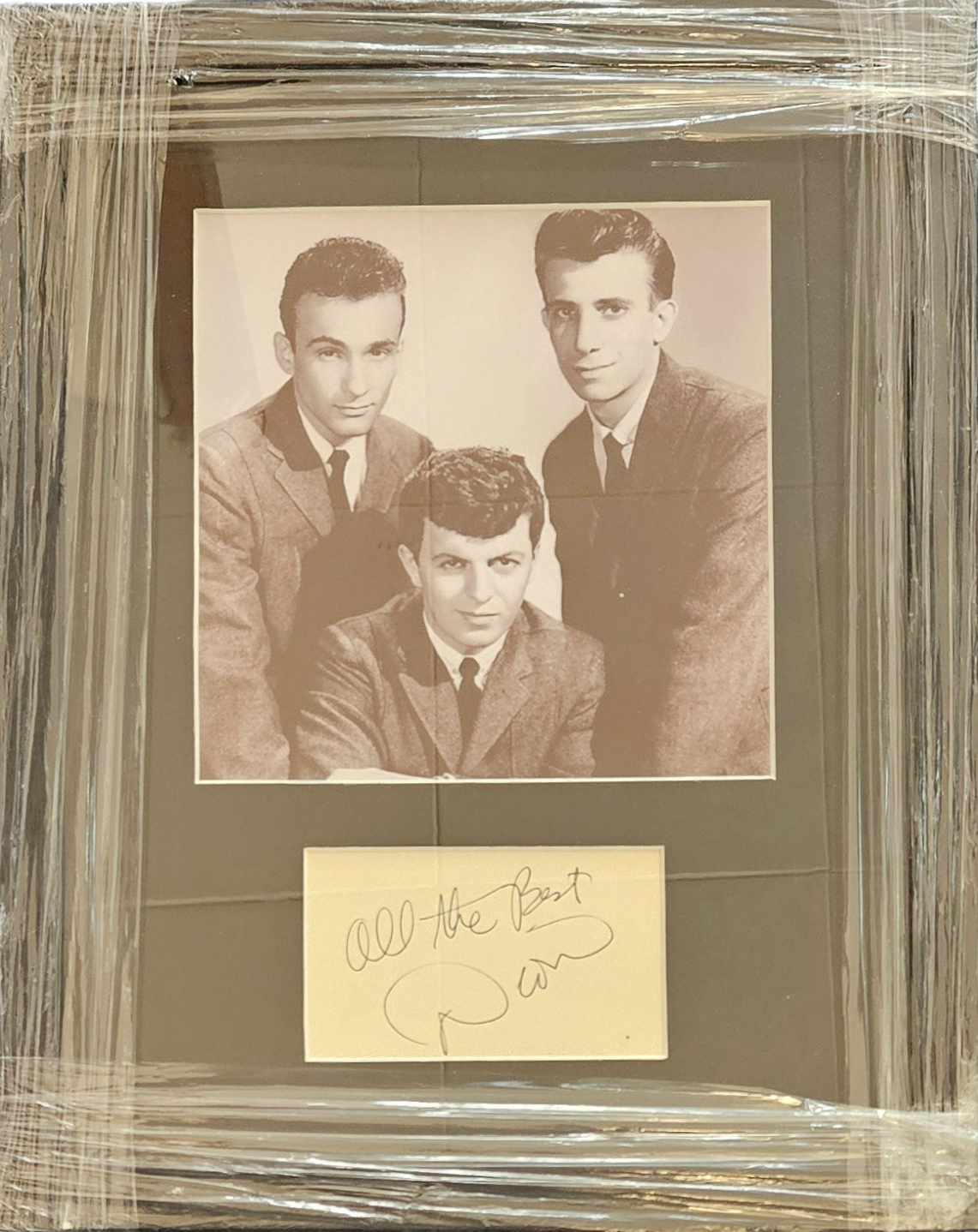 Dion signed signature piece 5x3 Inch 'Dion DiMucci' unsigned black and white group photo Dion and