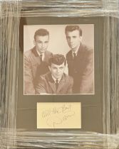 Dion signed signature piece 5x3 Inch 'Dion DiMucci' unsigned black and white group photo Dion and