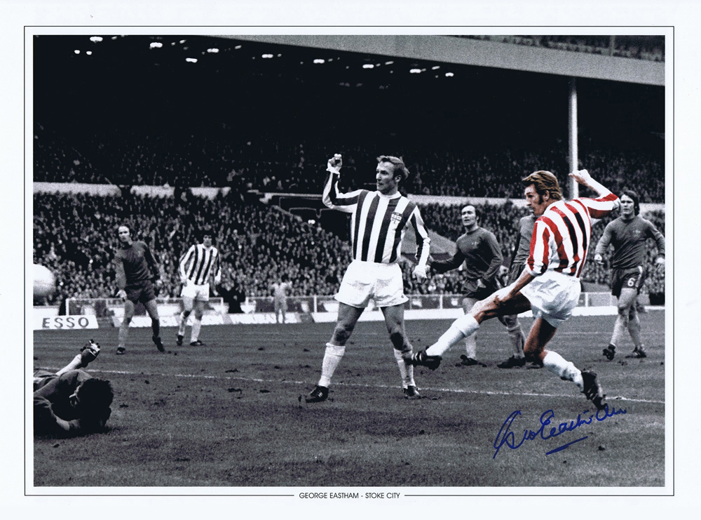 Autographed GEORGE EASTHAM 16 x 12 Photo-Edition : Colorized, depicting Stoke City's GEORGE