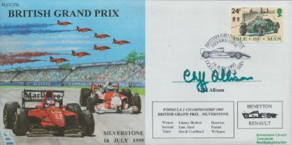 Cliff Allison signed British Grand Prix FDC. Good Condition. All autographs come with a