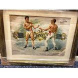 Rare Police Gazette Original Colour Boxing Poster of James Corbett Vs Robert Fitzsimmons on Dec