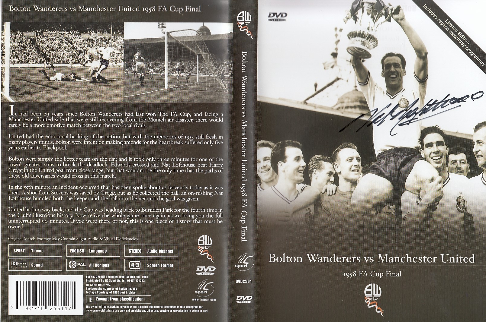 Autographed DVD 1958 FA CUP FINAL : New and unwatched DVD depicting the 1958 FA Cup Final, Bolton