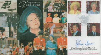 Wing commander John Maas signed The Queen Mothers Century FDC. Good Condition. All autographs come