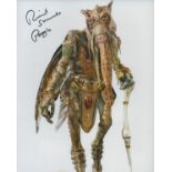 Star Wars movie scene 8 x 10 inch colour photo signed by actor Richard Stride as Poggle full