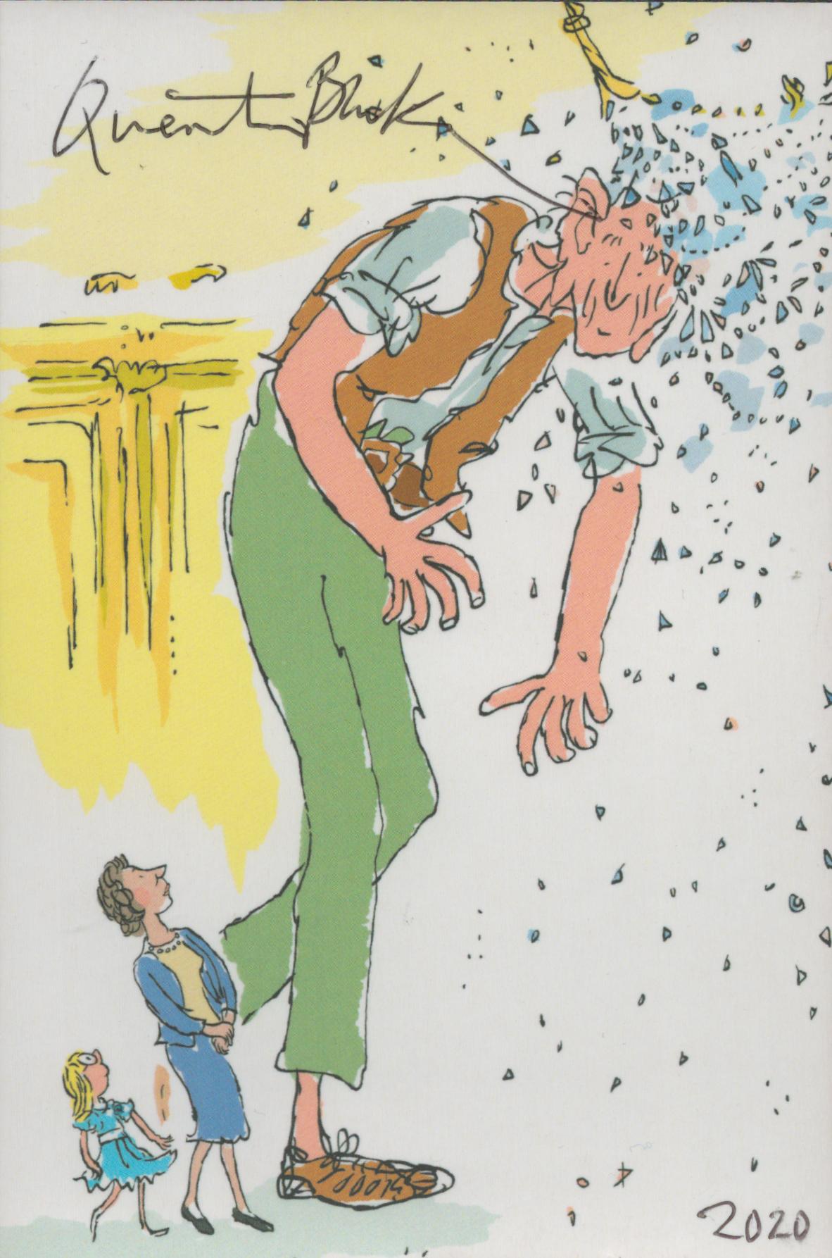 Quentin Blake, illustrator and children's writer. A signed official Roald Dahl BFG unused