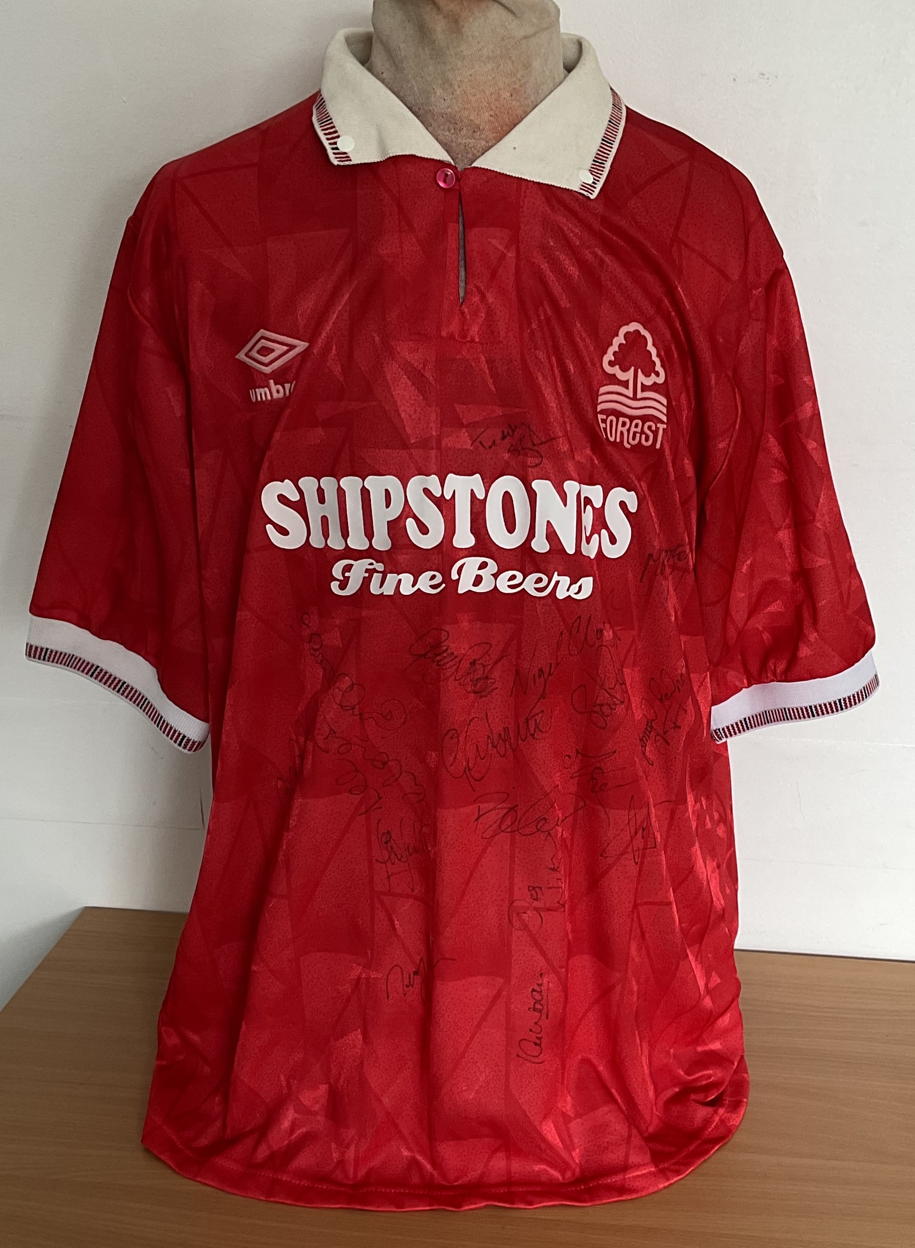 Nottingham Forest 91/92 multi signed replica home shirt 18 fantastic signatures includes Teddy