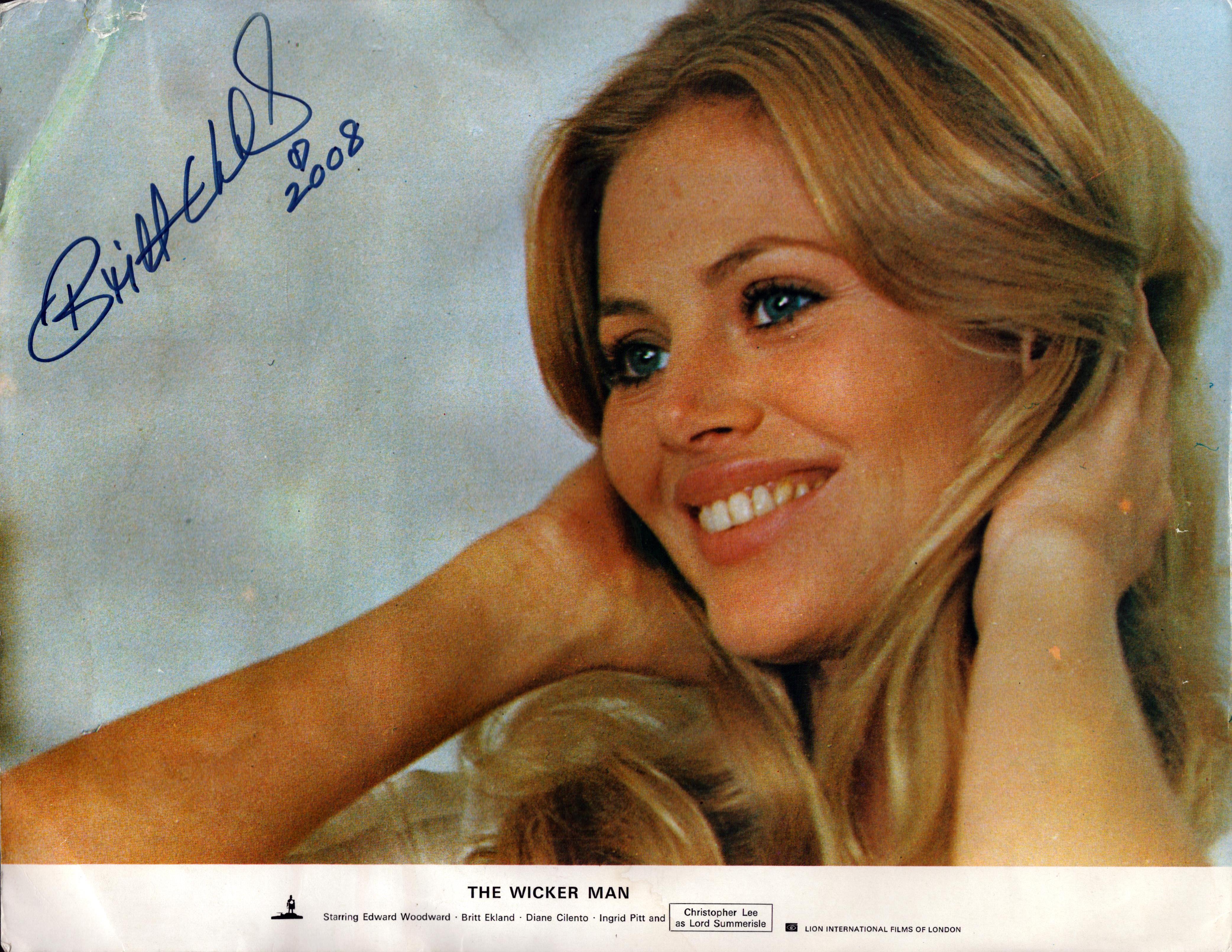 Britt Ekland signed The Wicker Man 14x11 inch vintage colour lobby card. Good Condition. All