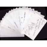 Variety of 20 Collection signed White Cards 5x3 Inch. Signatures such as Sarah Wyatt. Lucy Paterson.