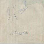 Manchester United legends Busby Babes Ray Wood and Albert Scanlon signed 4x4 album page. Good