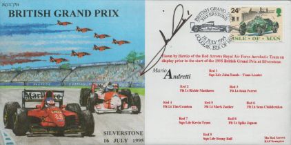 Mario Andretti signed British Grand Prix FDC. Good Condition. All autographs come with a Certificate