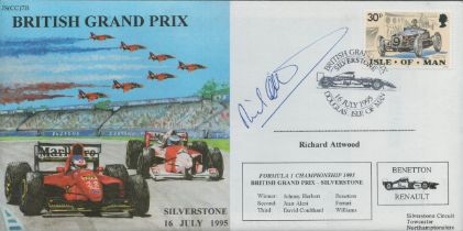 Richard Attwood signed British Grand Prix FDC. Good Condition. All autographs come with a
