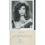 Tracy Scoggins signed 10x8inch black and white photo with TLS. Dedicated. Good Condition. All