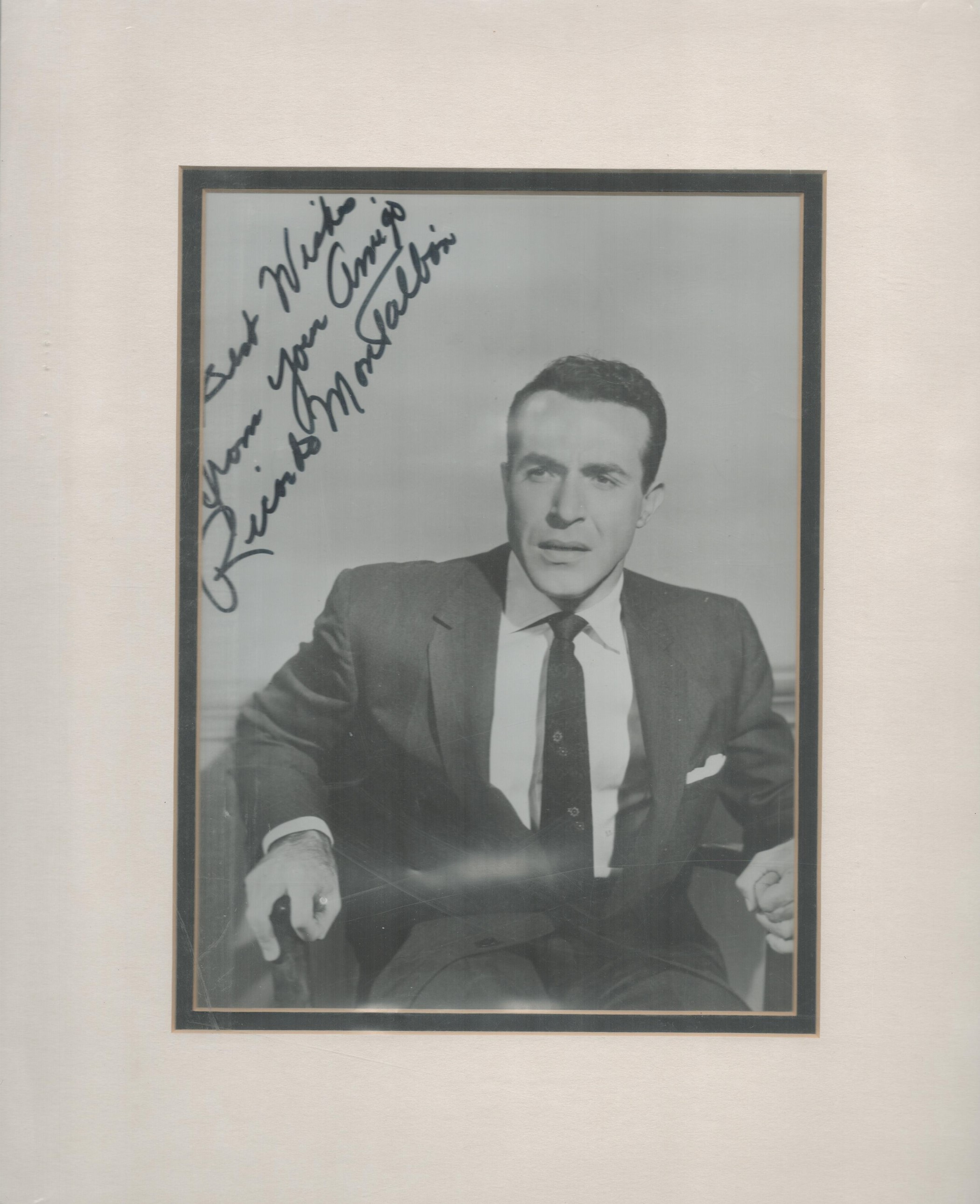 Ricardo Montalban signed 13"x11" black and white mount. Good Condition. All autographs come with a