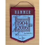 West Ham Legends Farewell Boleyn 1904-2016 multi signed pennant signatures include Martin Peters,