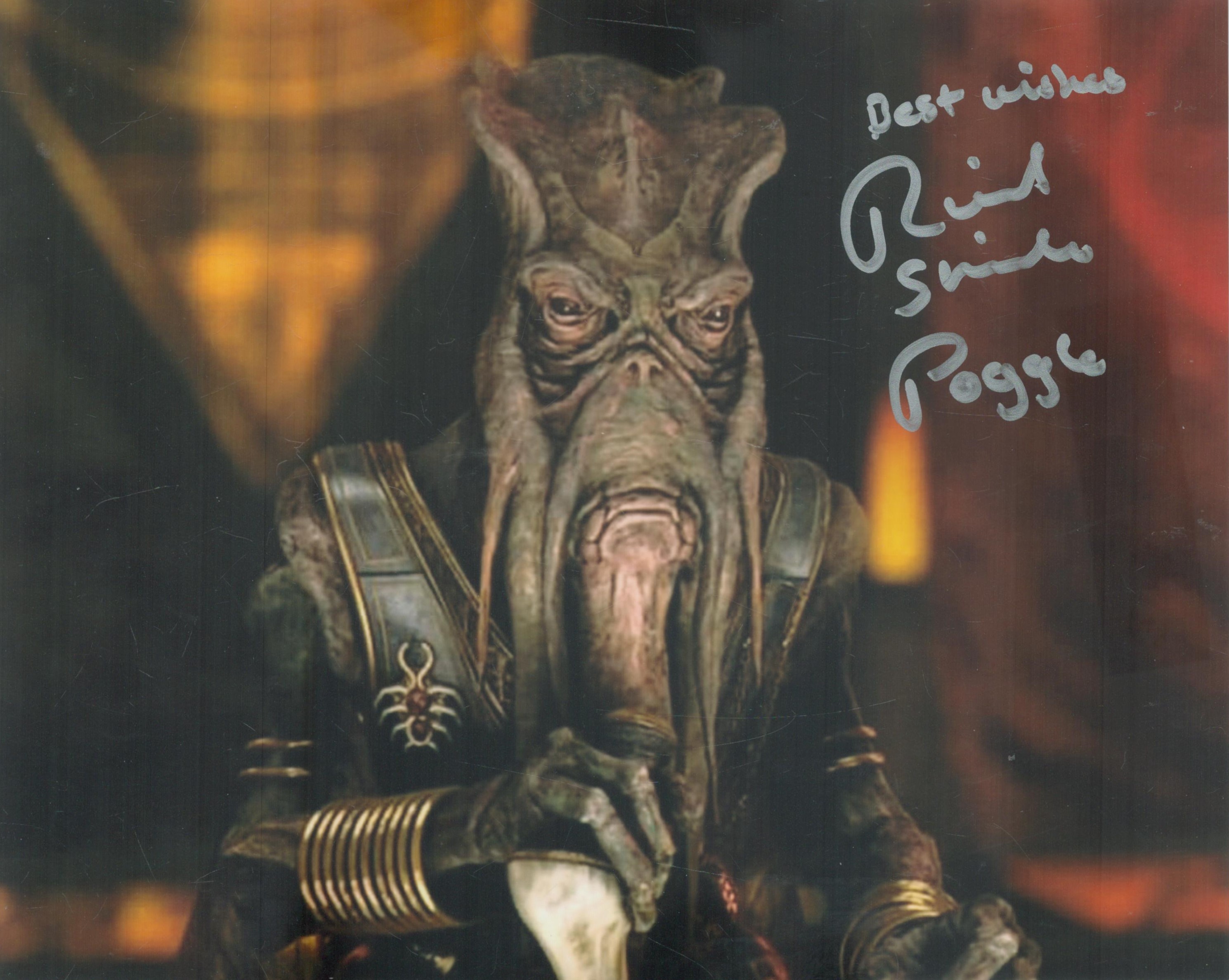 Star Wars collection three Richard Stride signed movie scene 8 x 10 inch colour photos as Poggle, - Image 2 of 2