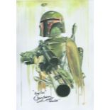Jeremy Bulloch signed 16x12 inch Boba Fett Star Wars colour print. Good Condition. All autographs