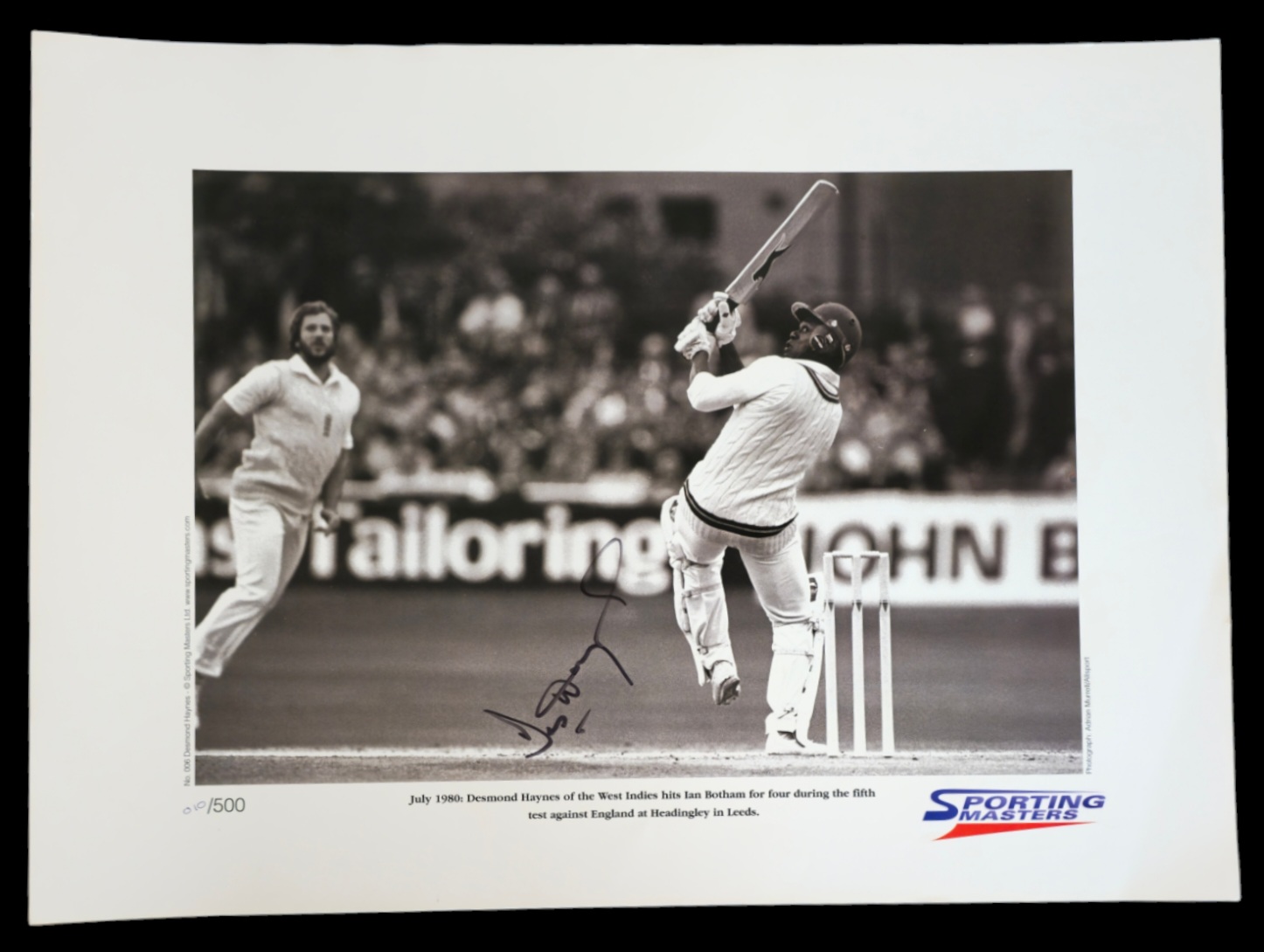 Desmond Haynes signed 22x16 inch Sporting Masters limited edition print 10/500. Good Condition.