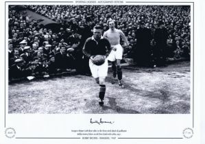 Autographed BOBBY BROWN 16 x 12 Limited Edition : B/W, depicting Rangers captain Jock Shaw,