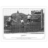 Autographed GIL MERRICK 16 x 12 Limited Edition : B/W, depicting Hungarian captain Ferenc Puskas