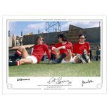 Autographed MAN UNITED 16 x 12 Limited Edition : Col, depicting Man United's PAT CRERAND, WILLIE