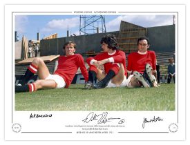 Autographed MAN UNITED 16 x 12 Limited Edition : Col, depicting Man United's PAT CRERAND, WILLIE