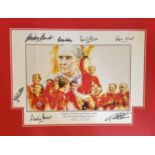 England 1966 World Cup Winners multi signed 23x17 inch overall mounted print includes Gordon