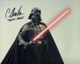 Star Wars 8 x 10 inch colour light sabre wielding photo signed by Darth Vader body actor C Andrew