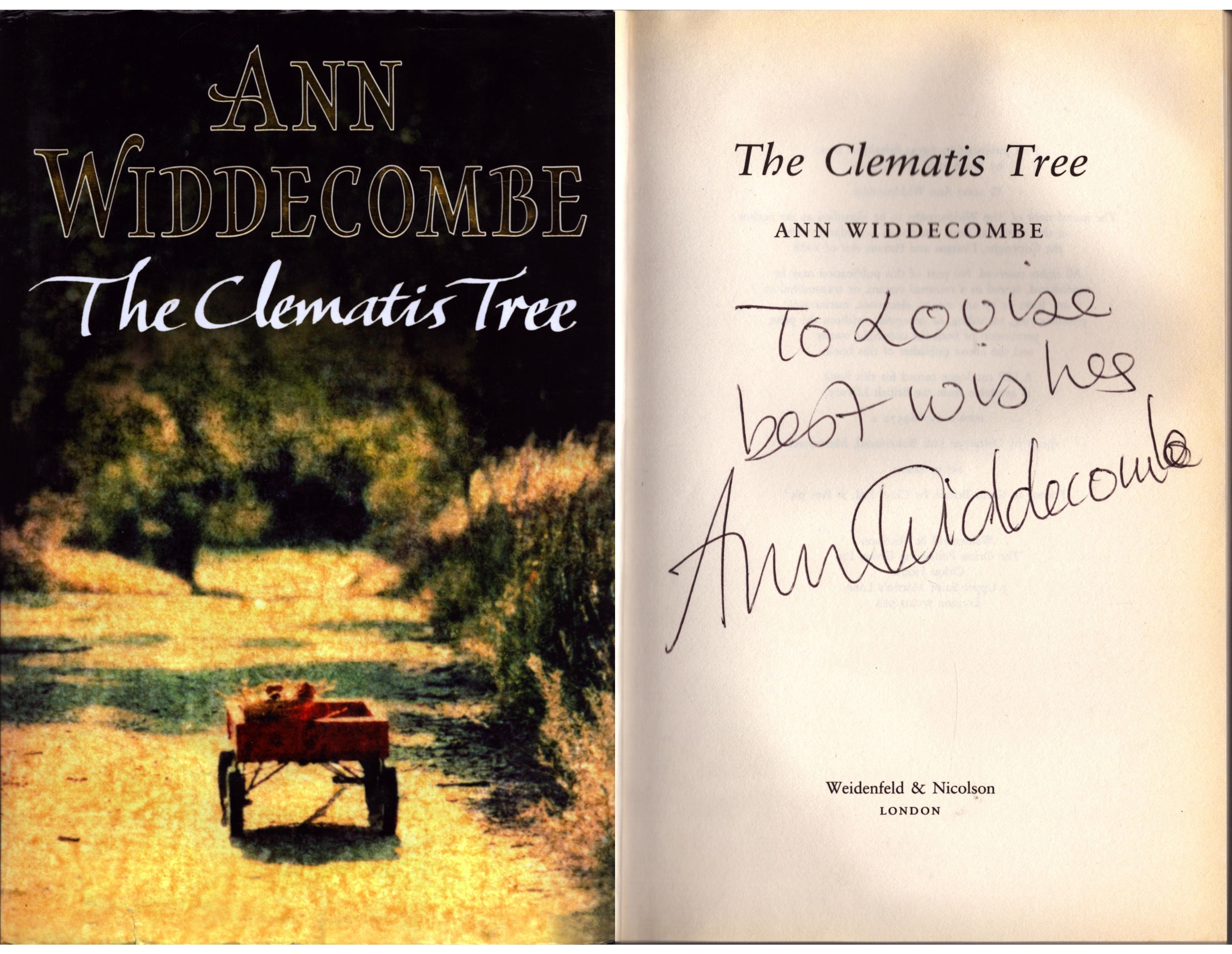 The Clematis Tree by Ann Widdecombe signed by author, First Edition hardcover book with dust jacket.