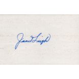 Janet Leigh signed 6x4 inch white card. Good Condition. All autographs come with a Certificate of