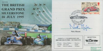 Nick Mason signed The British Grand Prix Silverstone 16 July 1995 FDC. Good Condition. All