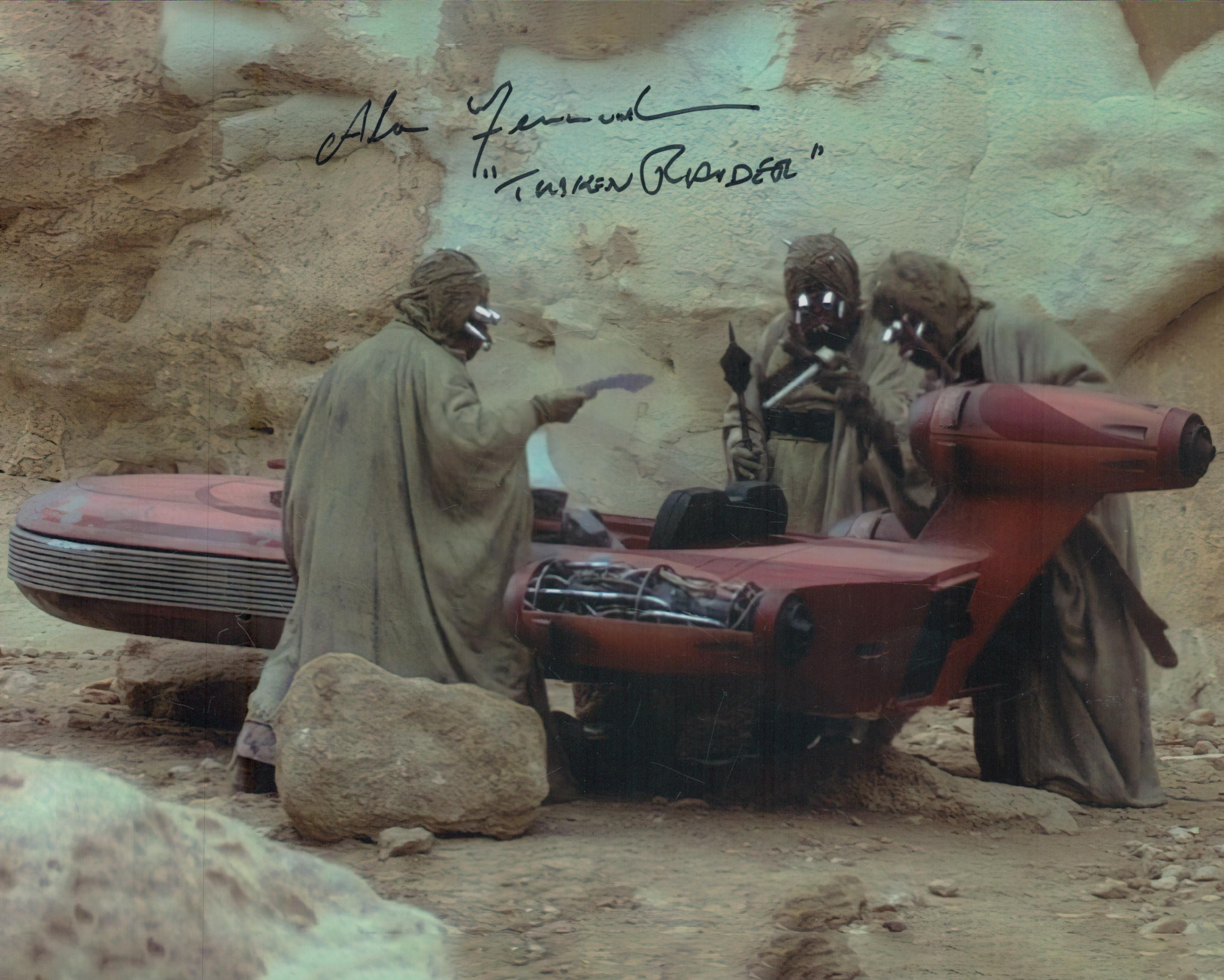 Star Wars 8 x 10 inch colour a New Hope scene photo signed by Alan Fernandes Tuskan Raider robbing