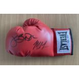 Mike Tyson and Frank Bruno signed Red Everlast Boxing glove. Good Condition. All autographs come