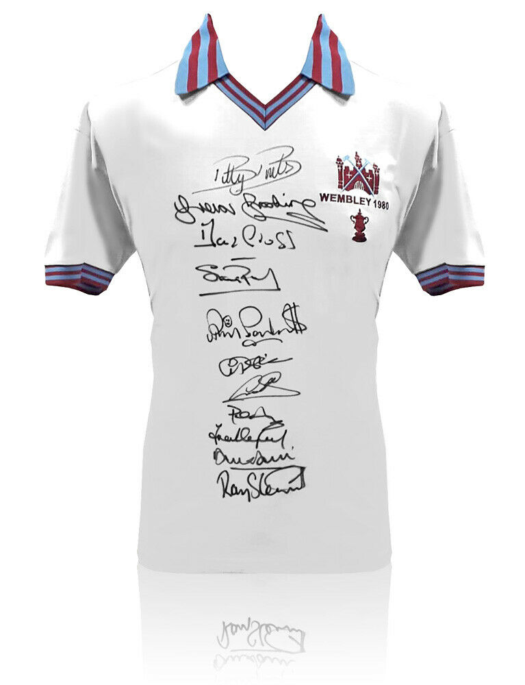 Autographed Replica WEST HAM UNITED 1980 FA Cup Final Shirt : As worn in the Hammers 1-0 victory