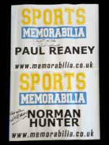 Leeds United legends 2,signed 23x16 inch promo posters signed by Elland Road greats Norman Hunter