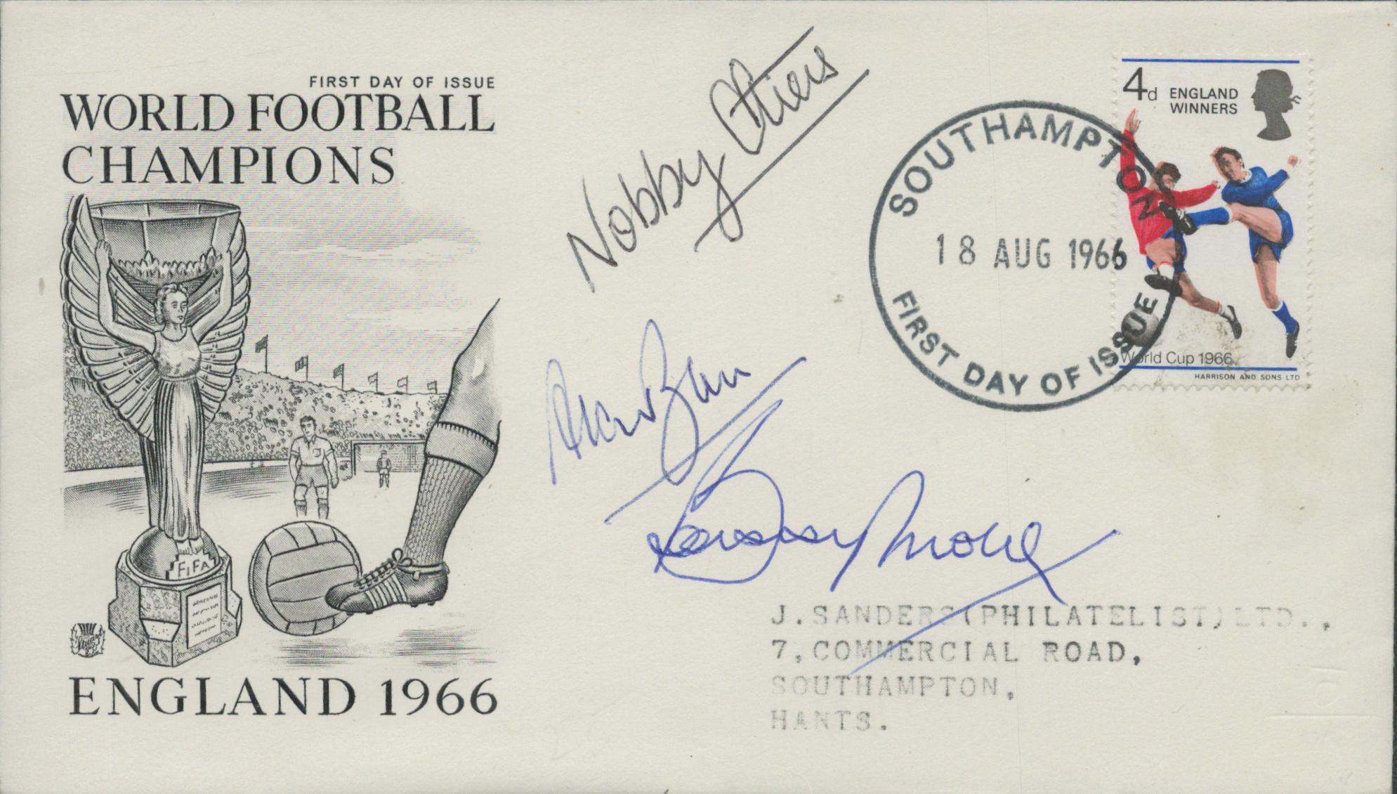Football - World Cup 1966, a 'World Football Champions' FDC. Signed by three iconic England