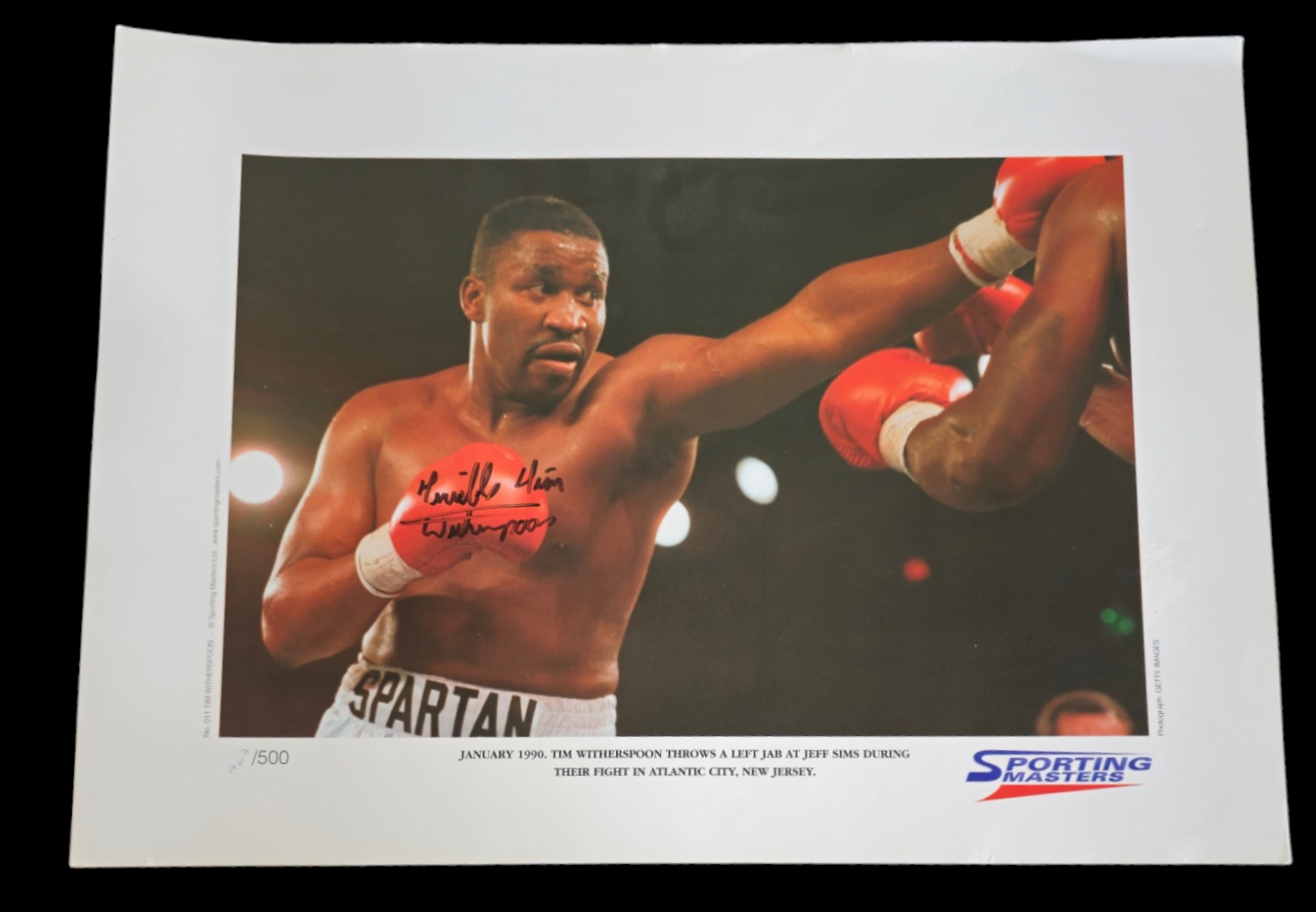 Tim Witherspoon signed 22x16 inch Sporting Masters limited edition print 467/500. Good Condition.