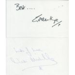Allo Allo collection 2, 5x3 signed white cards by Gordon Kaye and Vicki Michelle. Good Condition.