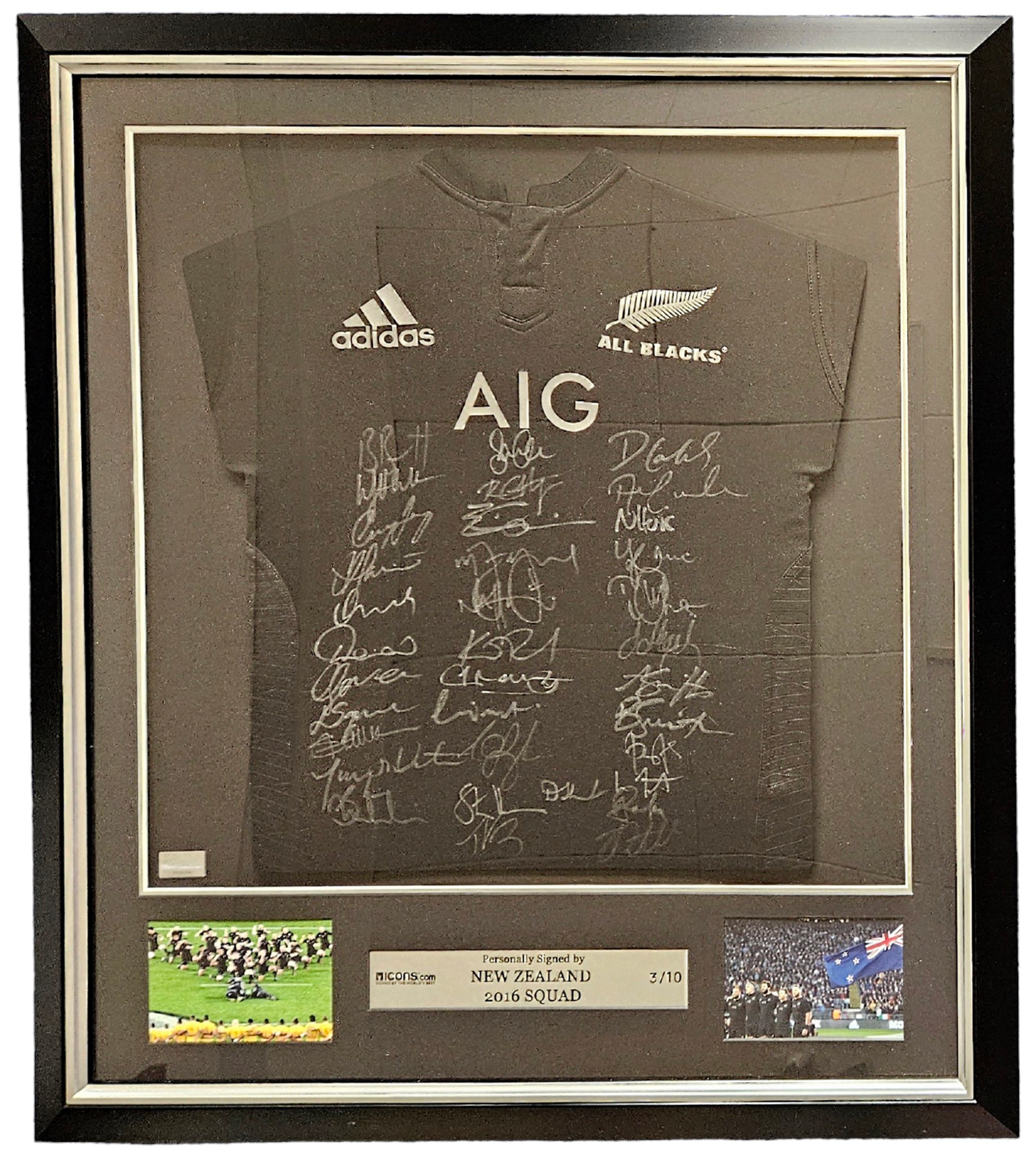 New Zealand All Black Personally signed Ruby Replicate Jersey Shirt limited edition 3/10 framed