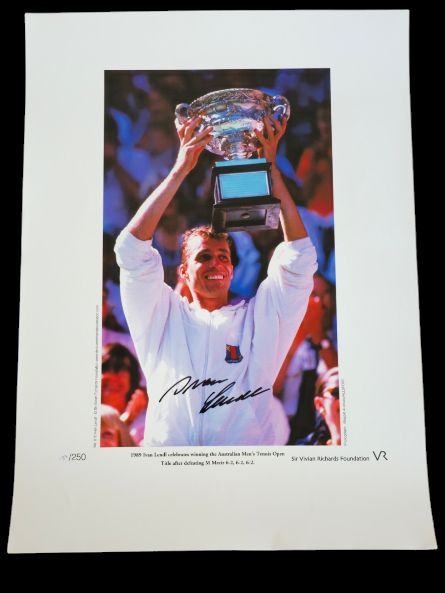 Ivan Lendl signed 22x16 inch limited edition 187/250 Sir Vivian Richards foundation colour print.