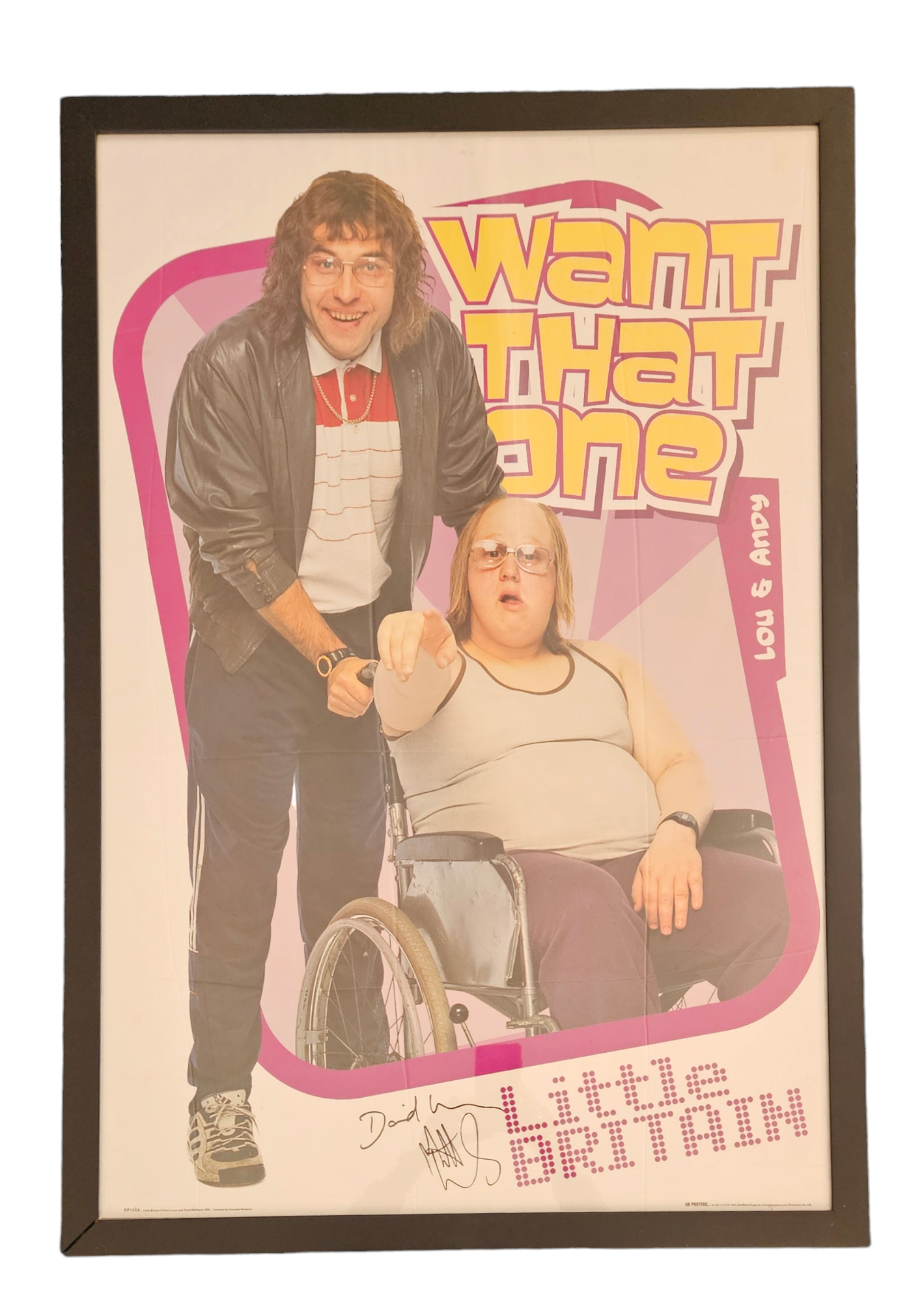 Signed by Matt Lucas and David Walliams, OBE Poster 'Little Britain'. Mounted in Black Framed.