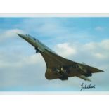 Rare Concorde Captain James Michael Bedforth D2016 signed stunning 12 x 8 inch colour in flight