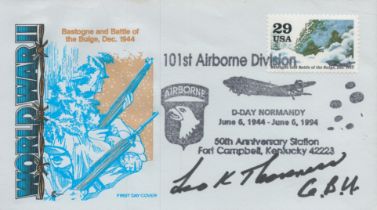 US MOH winner Leo Thorness signed 1994 WW2 101st Airborne Division US FDC. Good Condition. All