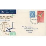 Aviation 1960 Tealectra first flight illustrated cover Australia. New Zealand and Fiji. 4d, 2d New