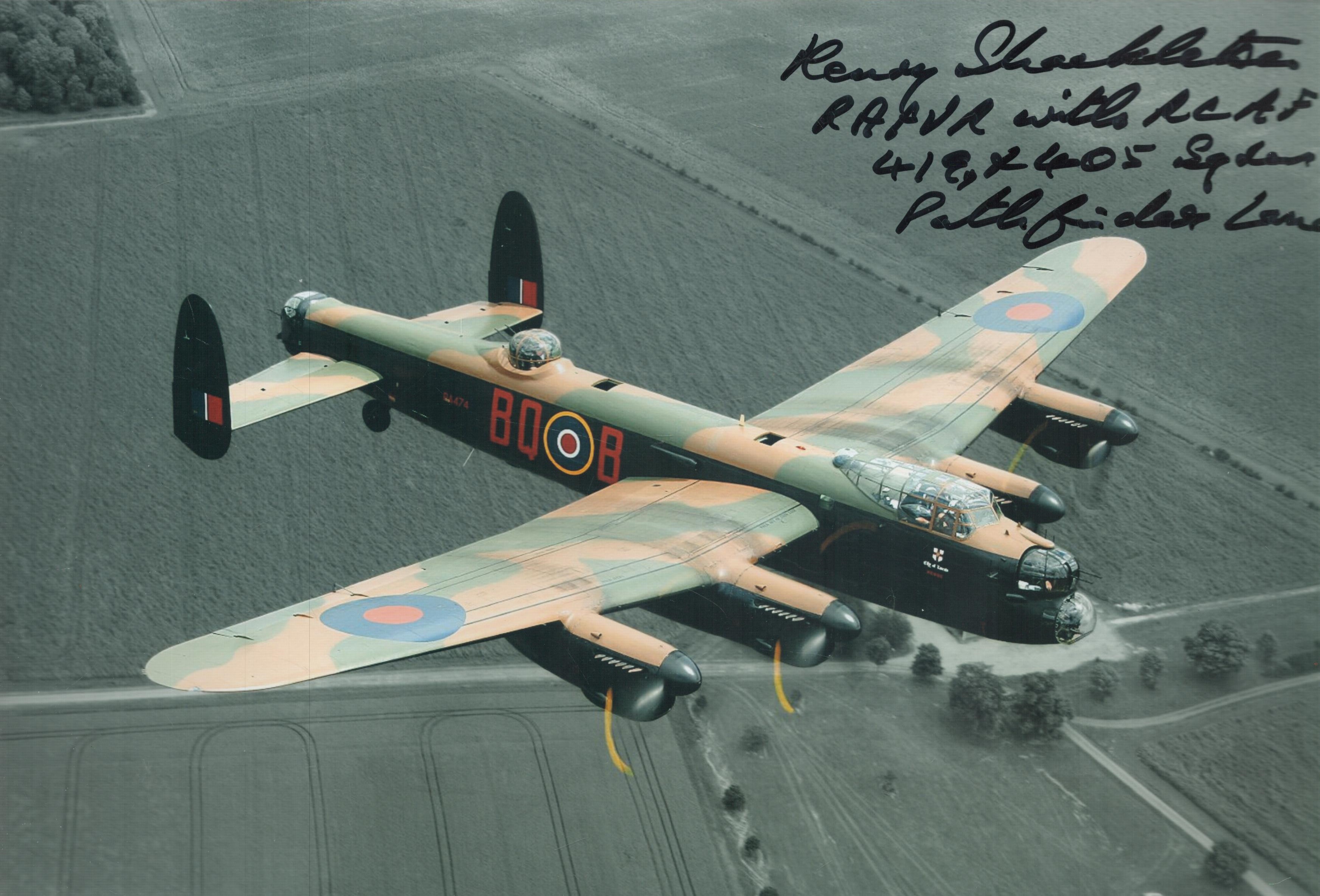 WW2 Pathfinder Henry Shackleton 405 sqn bomber command signed stunning 12 x 8 inch colour