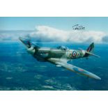 Peter Twiss DSC WW2 RAF Test pilot speed record holder signed Hurricane photo. 12 x 8 colour hand