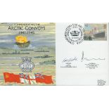 WW2 Navy Arctic Convoys veterans Ian Gordon and Tom Bigmore signed 2004 official Navy cover comm.