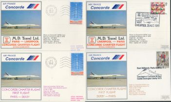 Concorde collection of four covers carried on BTSC, which tragically crashed. 1979 Air France